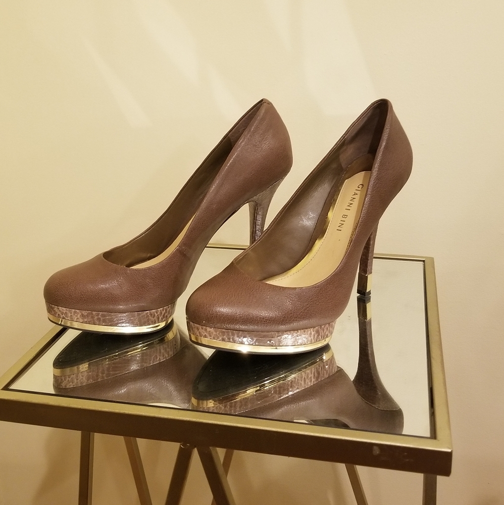 Taupe Platform Heels